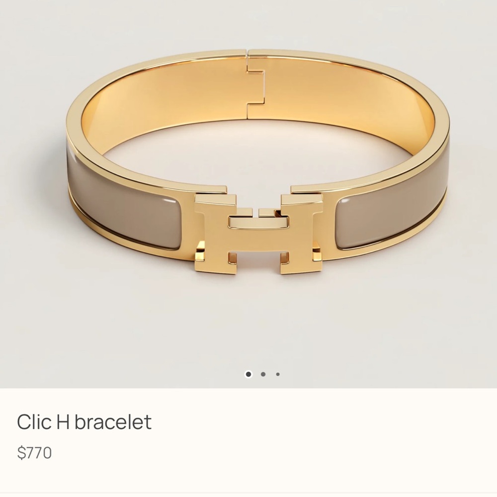 Hermes Gold and Tan Clic H Bracelet